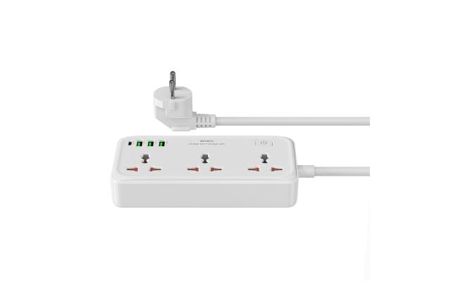 WiWU Wi-S005 30W Cube Multi-Function GaN Power Strip – 1C3A + 3 Universal AC Sockets